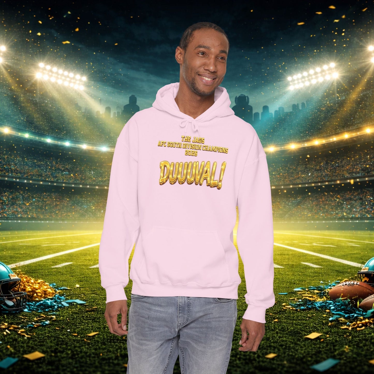 DUUUVAL Football Hoodie – "Locked In, Hunt Every Down" Team Pride Sweatshirt Printify