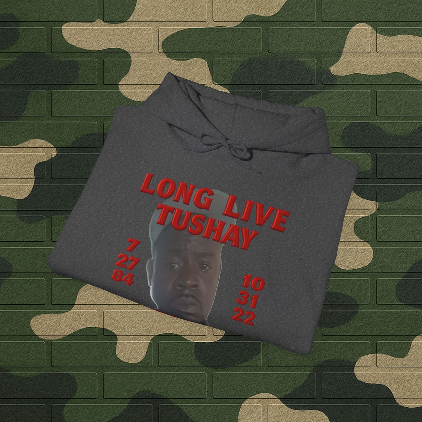 Hoodie — "Long Live Tushay" Memorial Hoodie with Lord's Prayer Back Printify