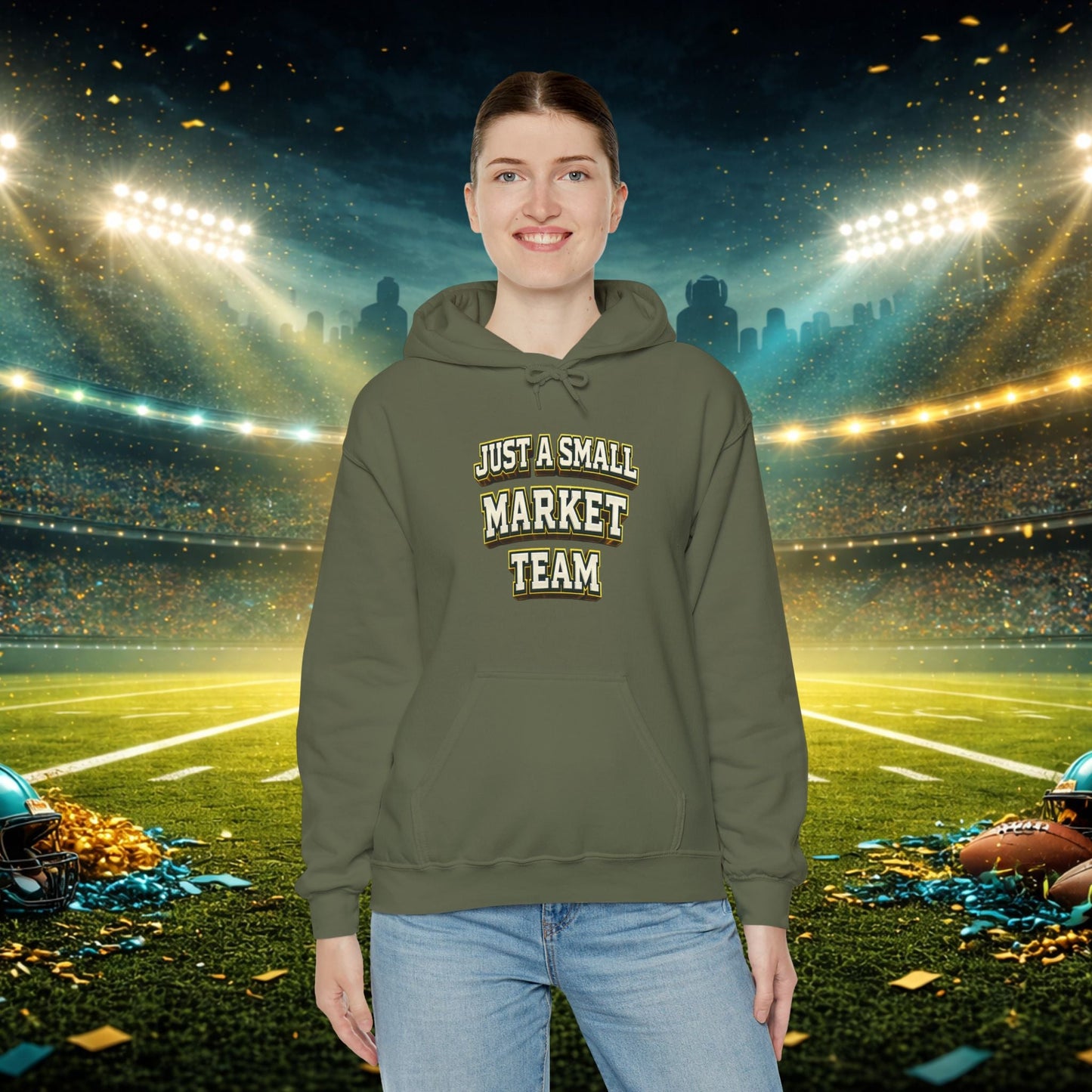 Big A Whoopin Hoodie — "Just a Small Market Team" Football Fan Sweatshirt Printify