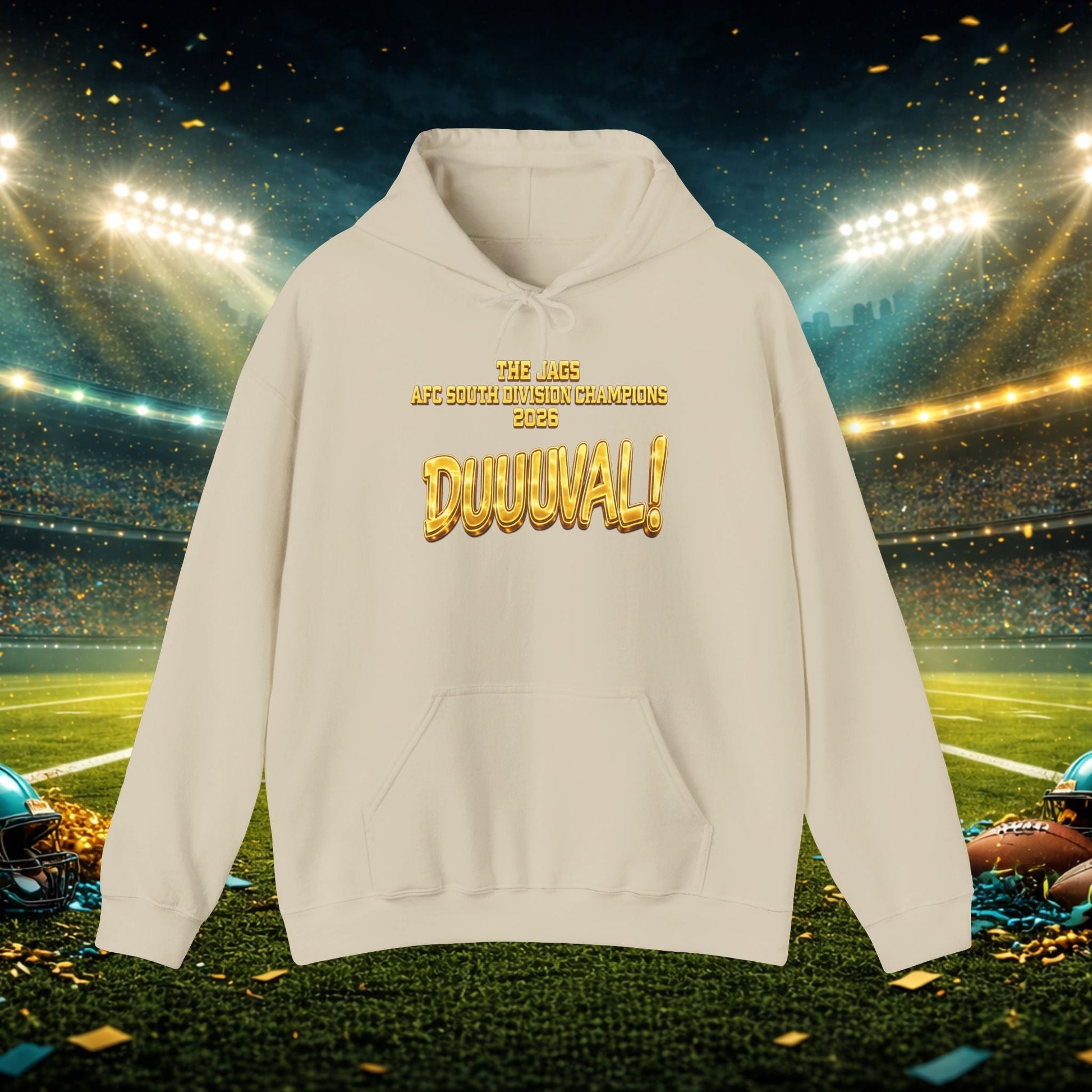 DUUUVAL Football Hoodie – "Locked In, Hunt Every Down" Team Pride Sweatshirt Printify