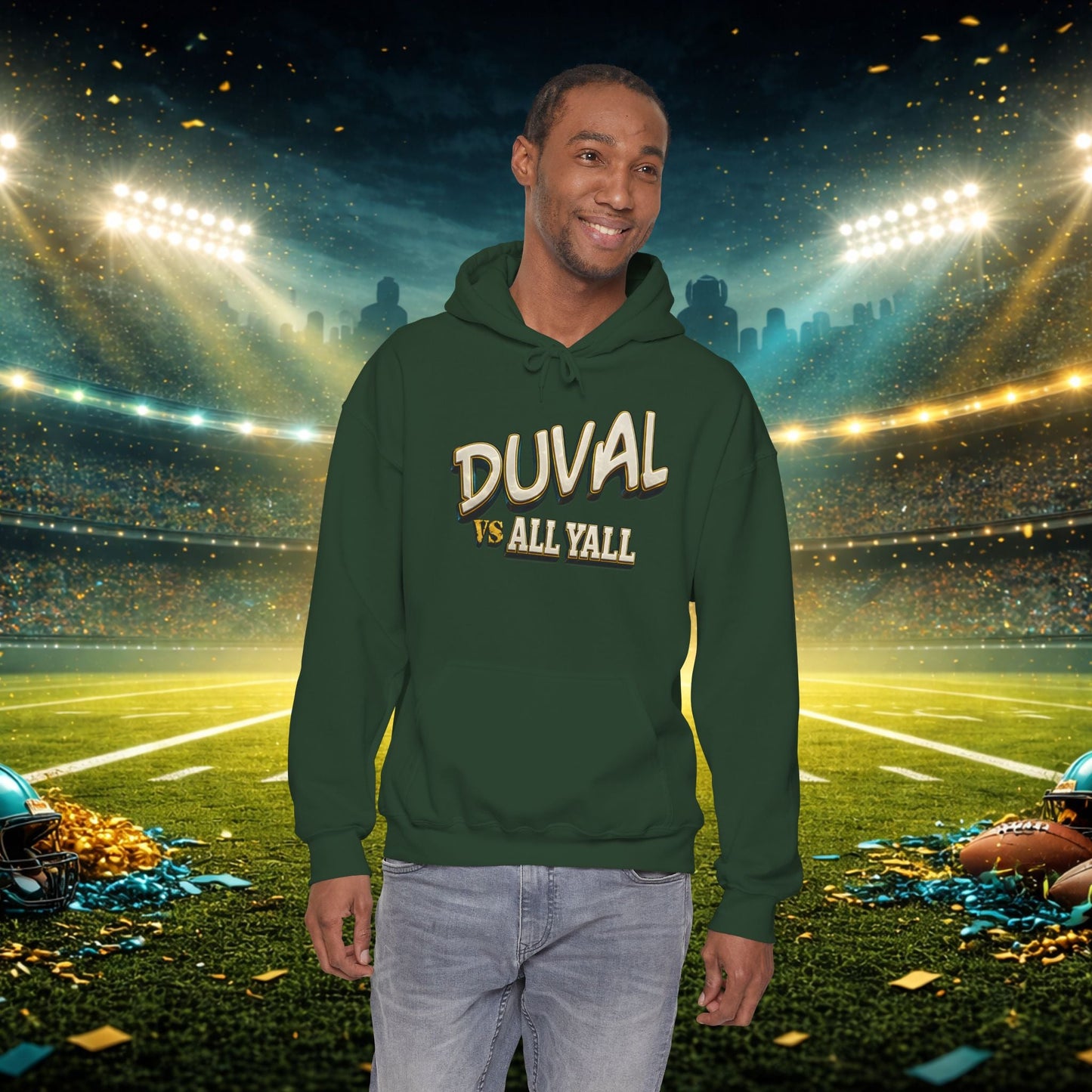 Duval vs All Y’all Hoodie — "Playoff Mode: Locked In" Football Fan Sweatshirt Printify