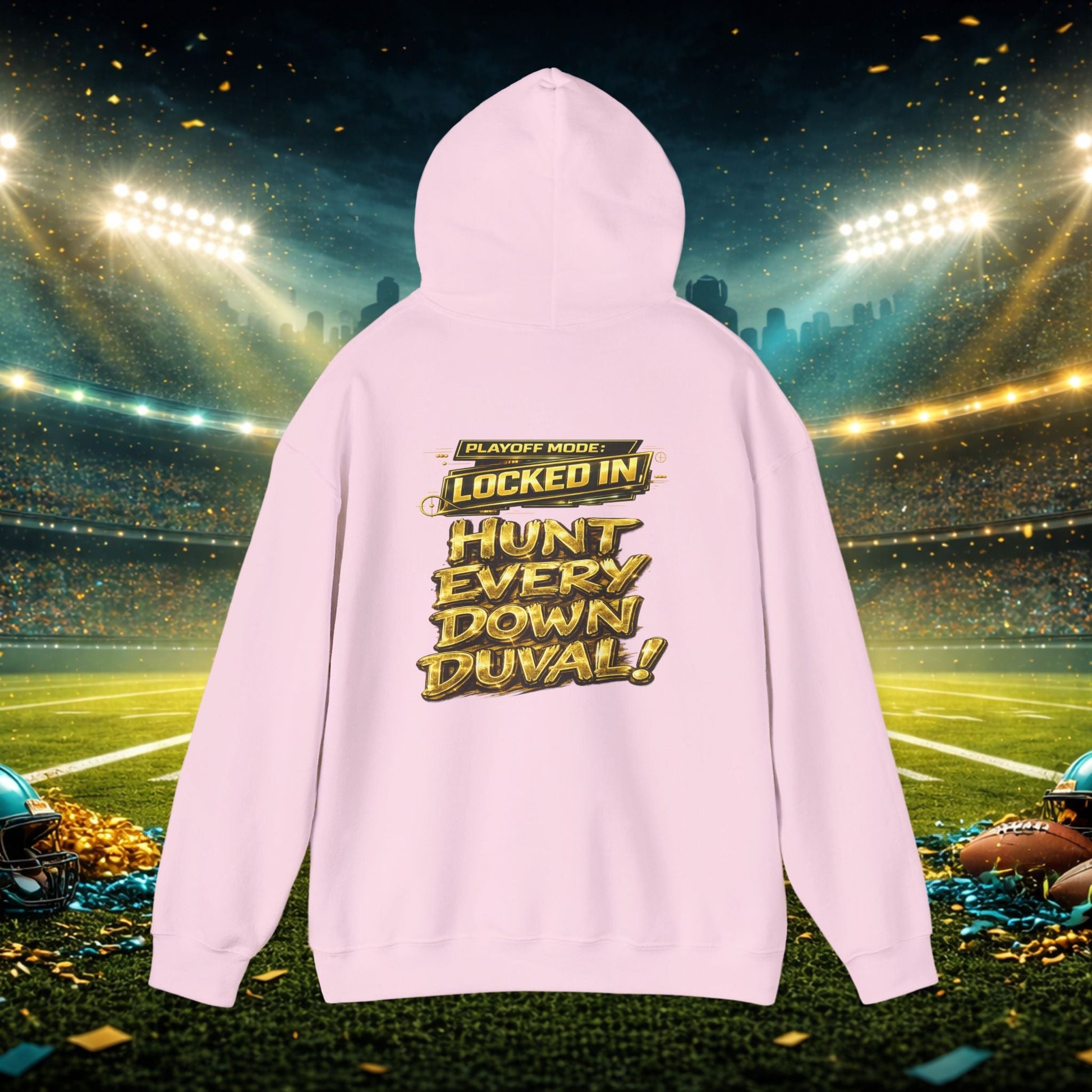DUUUVAL Football Hoodie – "Locked In, Hunt Every Down" Team Pride Sweatshirt Printify