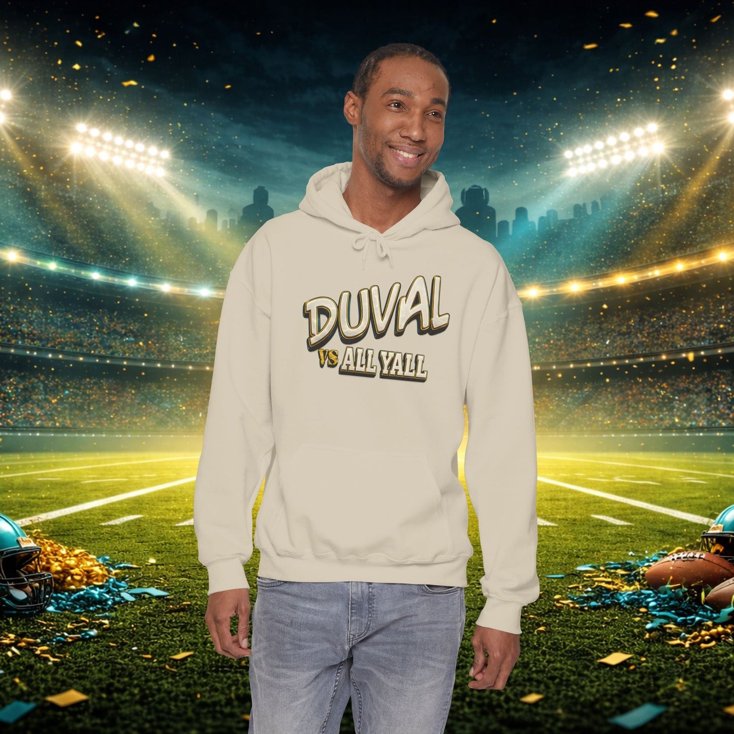 Duval vs All Y’all Hoodie — "Playoff Mode: Locked In" Football Fan Sweatshirt Printify