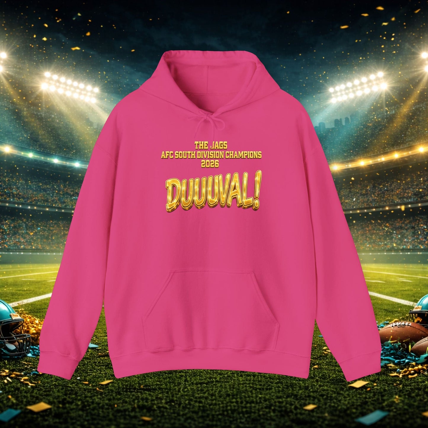 DUUUVAL Football Hoodie – "Locked In, Hunt Every Down" Team Pride Sweatshirt Printify