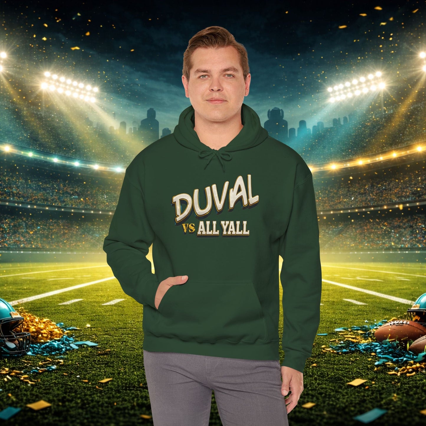 Duval vs All Y’all Hoodie — "Playoff Mode: Locked In" Football Fan Sweatshirt Printify