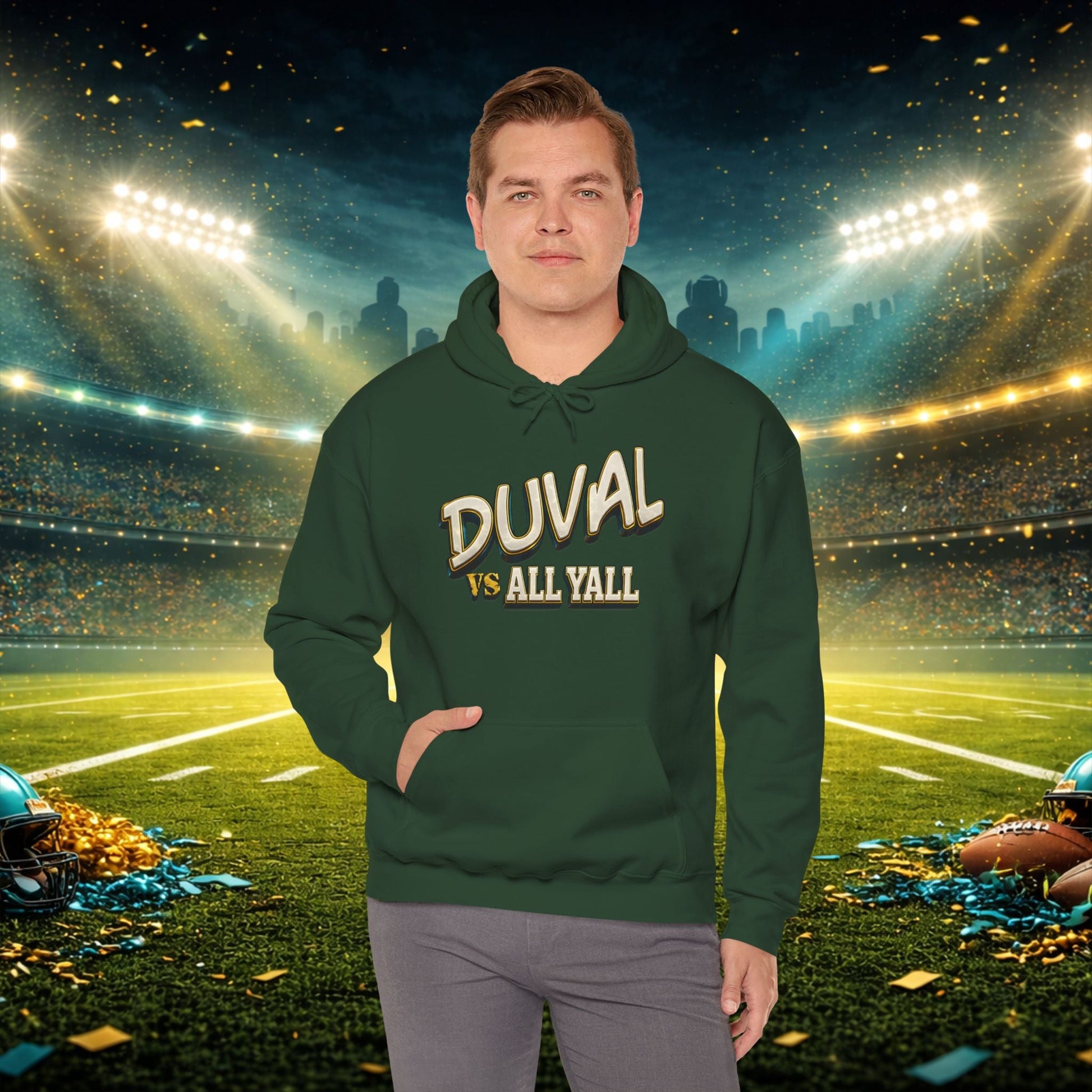 Duval vs All Y’all Hoodie — "Playoff Mode: Locked In" Football Fan Sweatshirt Printify