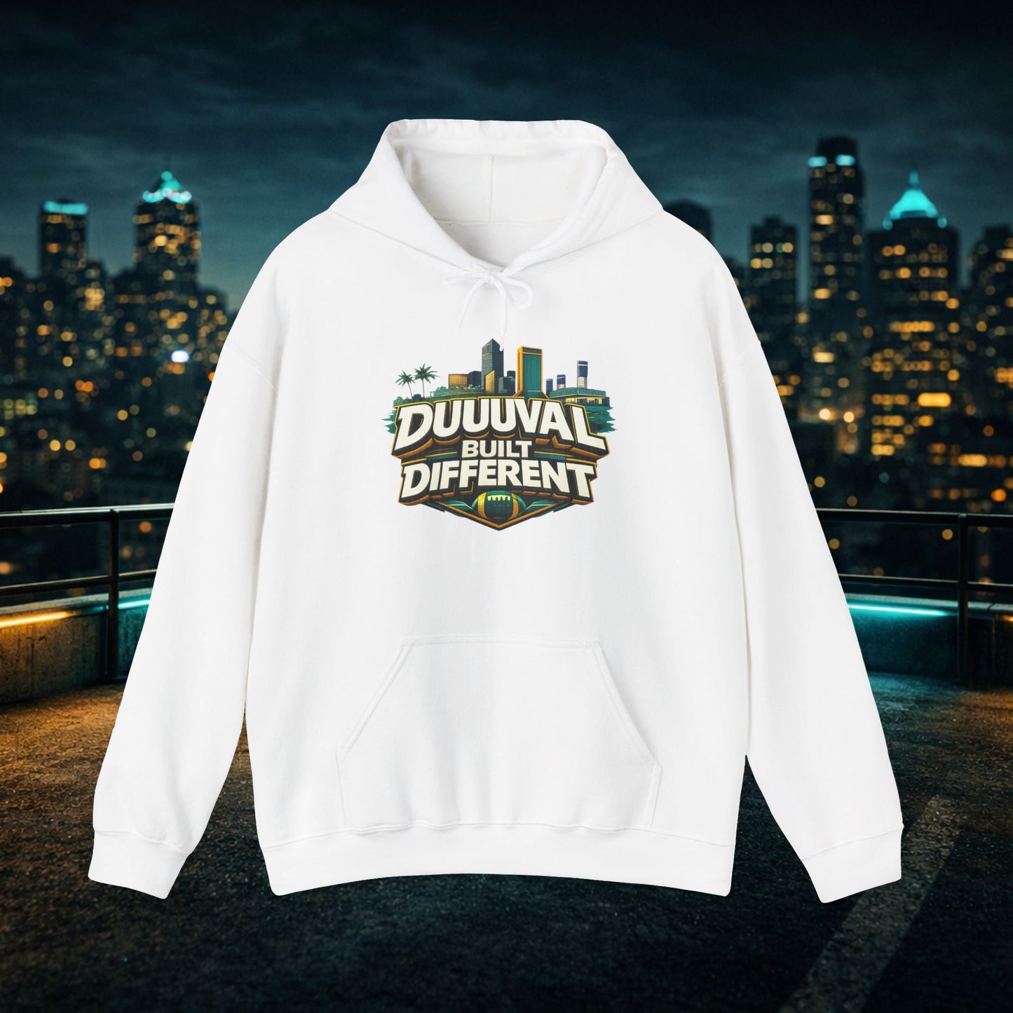 Duuuval Built Different / Defend The Bank Hoodie — Jacksonville Pride Graphic Hoodie Printify