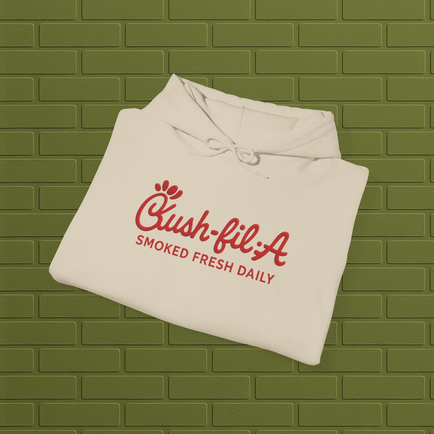 Cush-fil-A Chill Vibes Hoodie | Funny Cannabis Sweatshirt | Cozy Foodie Hoodie | Unisex Stoner Apparel | Gift for Weed Lovers