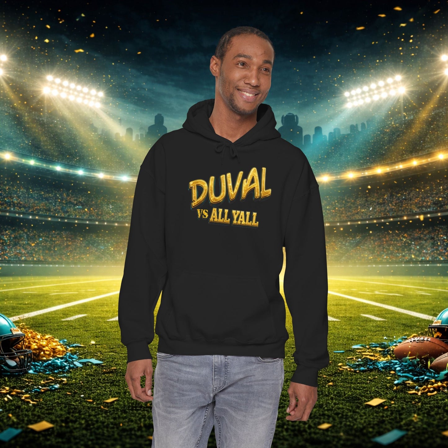 Duval vs All Y’all Hoodie — "Playoff Mode: Locked In" Football Fan Sweatshirt Printify