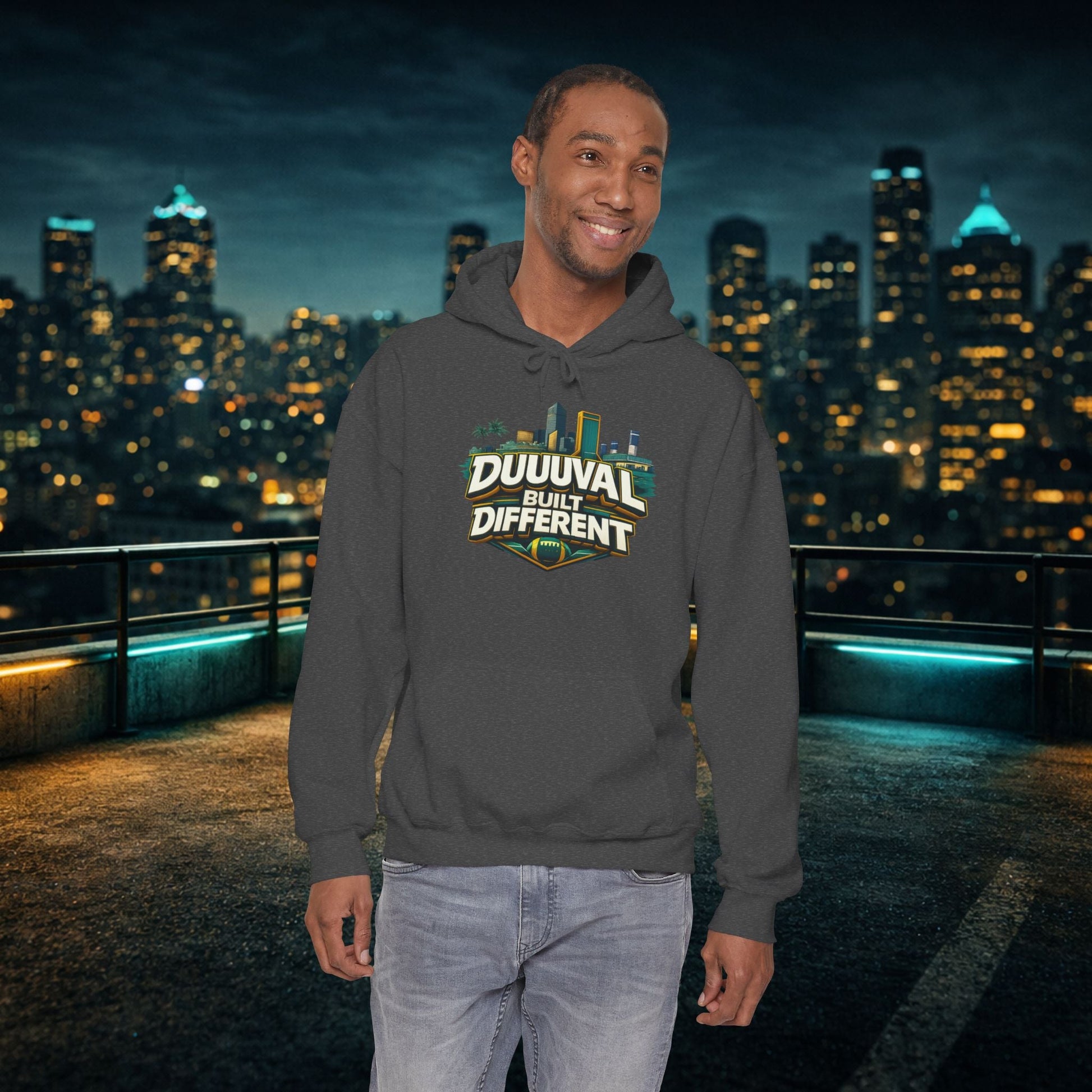 Duuuval Built Different / Defend The Bank Hoodie — Jacksonville Pride Graphic Hoodie Printify