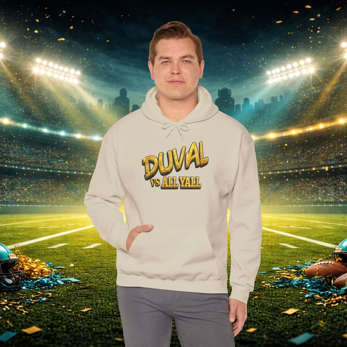 Duval vs All Y’all Hoodie — "Playoff Mode: Locked In" Football Fan Sweatshirt Printify