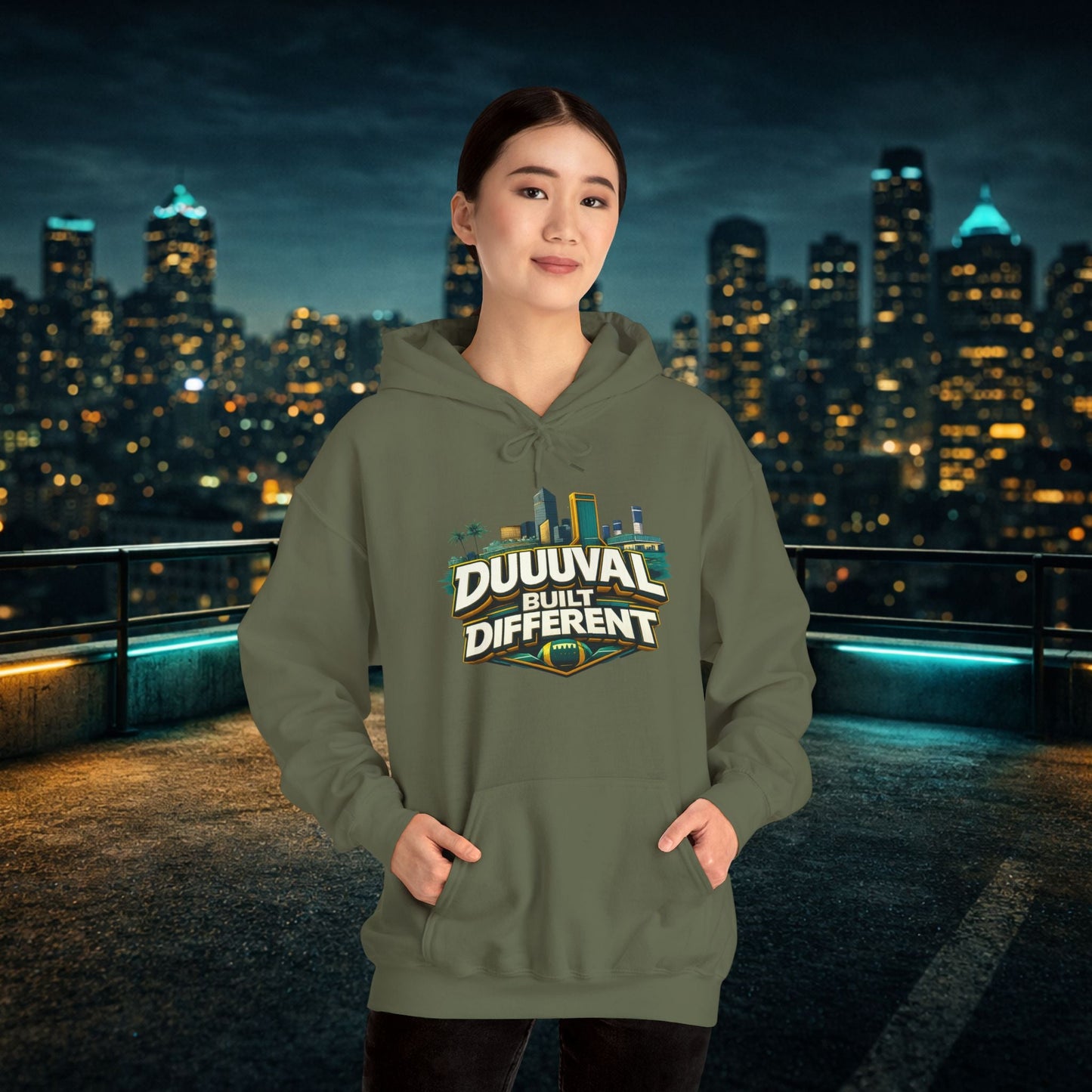 Duuuval Built Different / Defend The Bank Hoodie — Jacksonville Pride Graphic Hoodie Printify