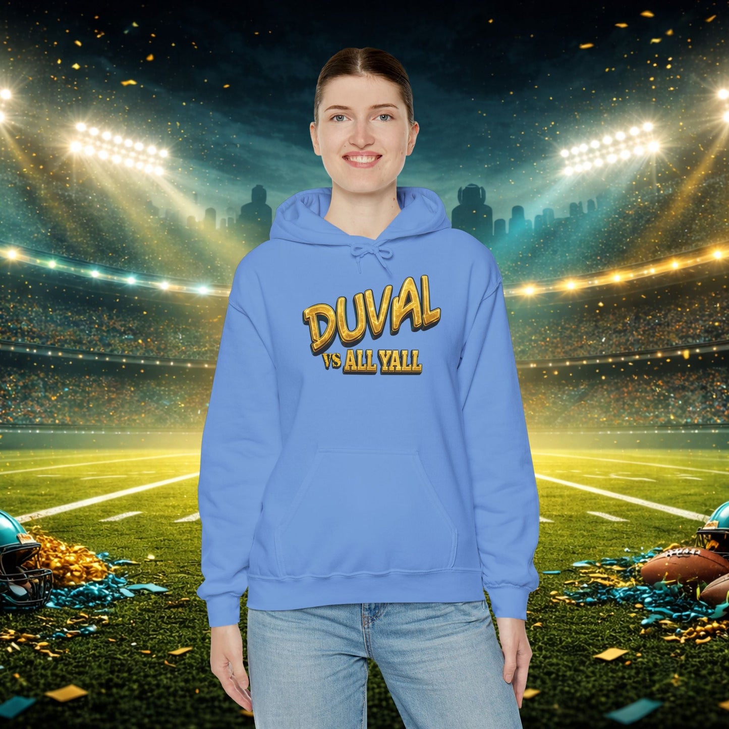 Duval vs All Y’all Hoodie — "Playoff Mode: Locked In" Football Fan Sweatshirt Printify