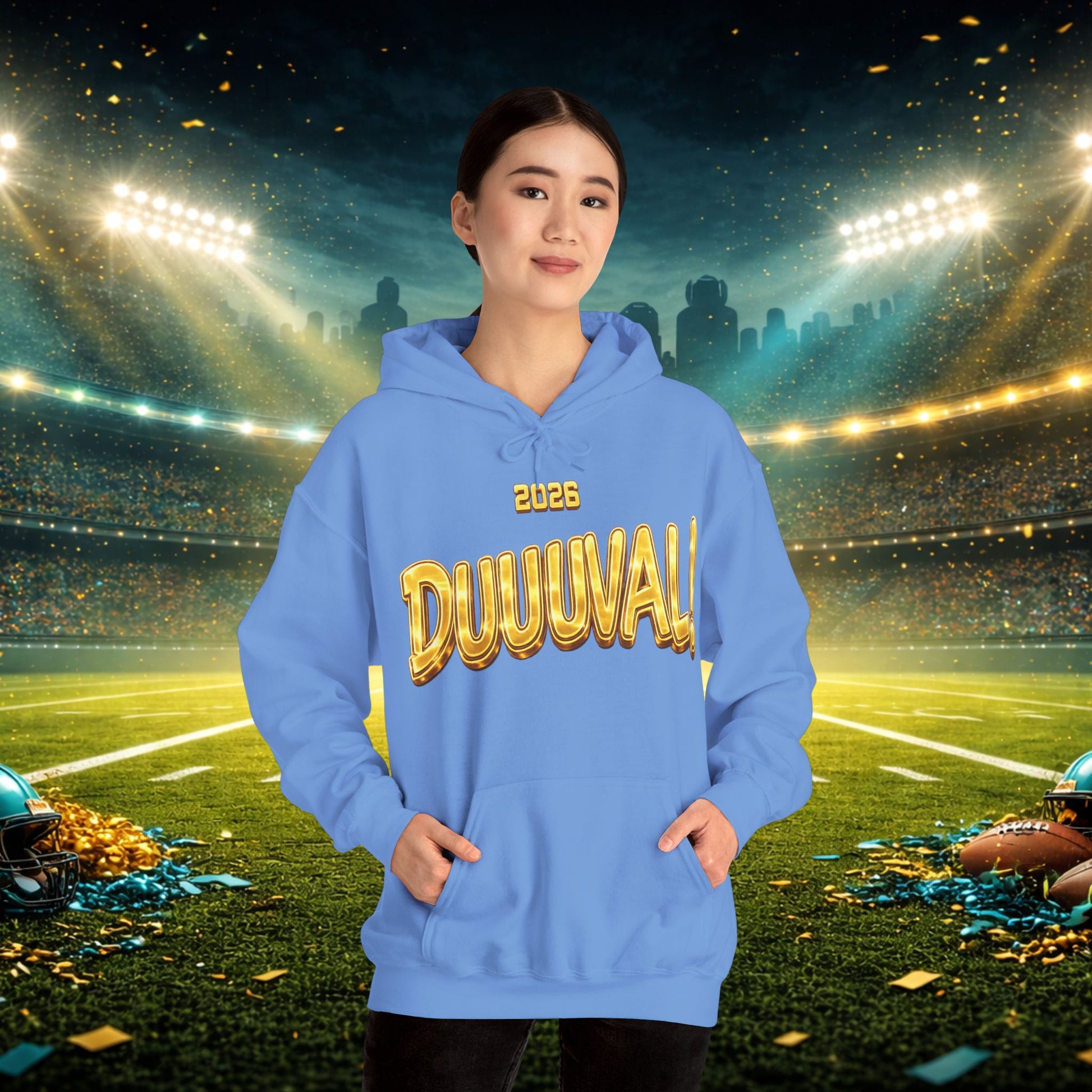 DUUUVAL Football Hoodie – "Locked In, Hunt Every Down" Team Pride Sweatshirt Printify