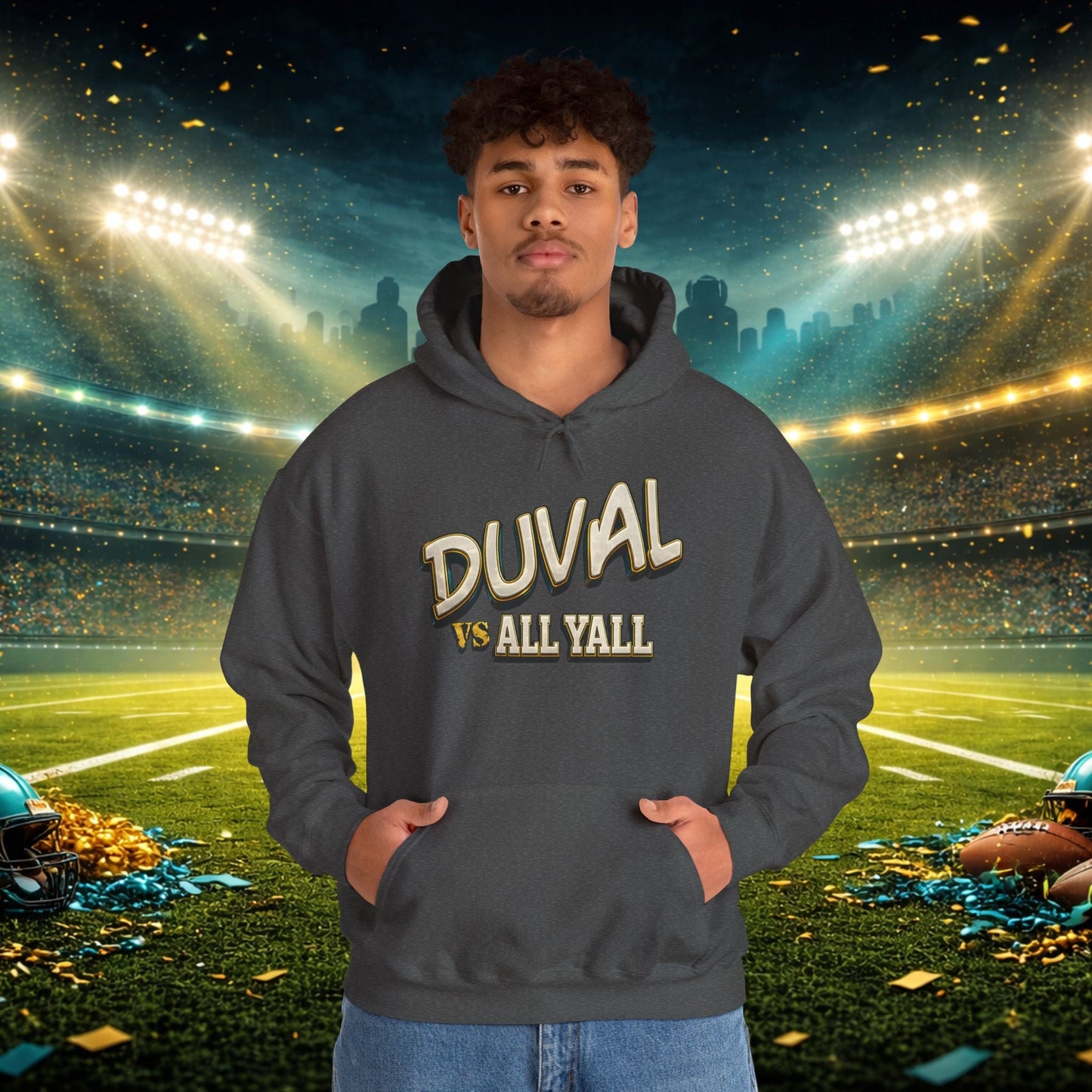 Duval vs All Y’all Hoodie — "Playoff Mode: Locked In" Football Fan Sweatshirt Printify