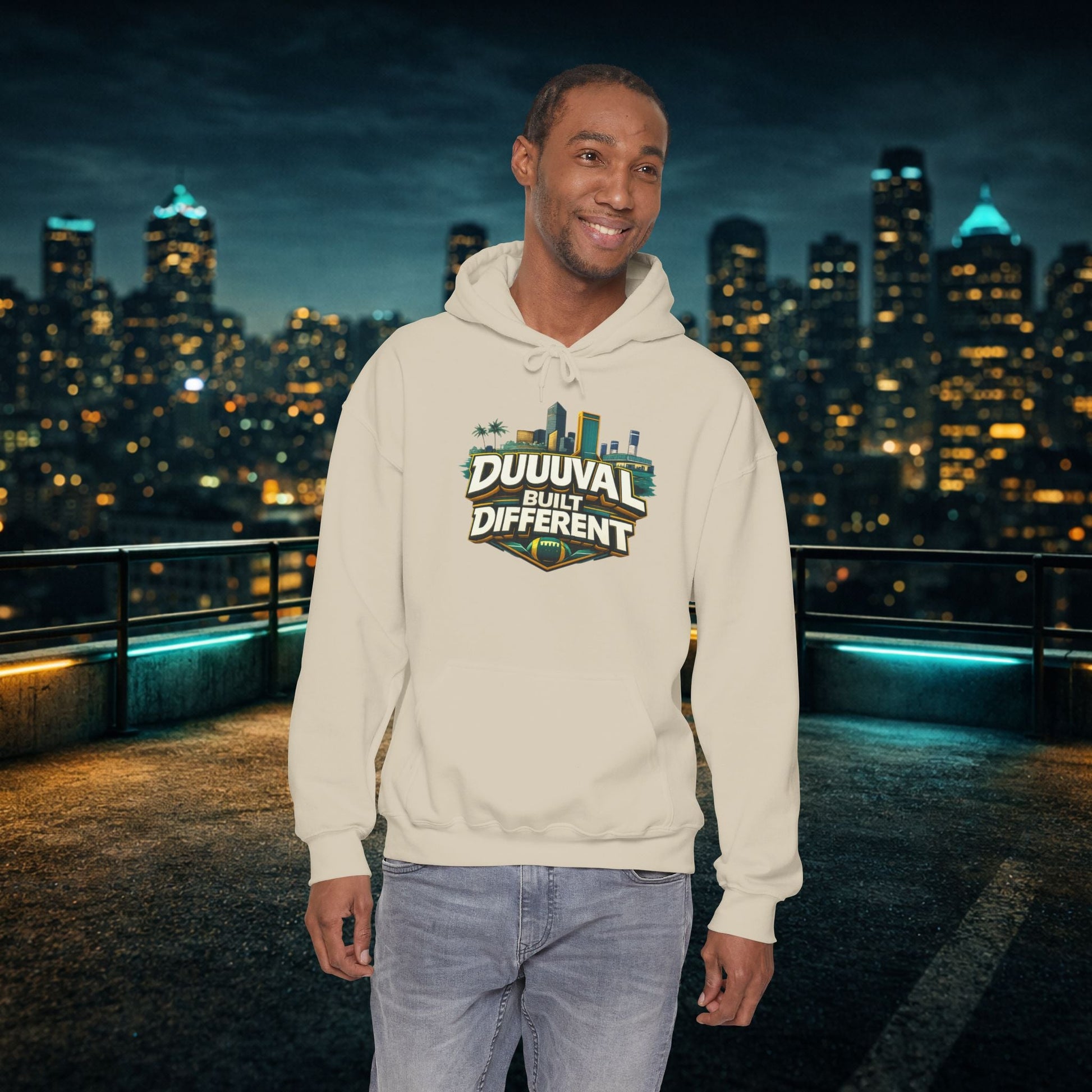 Duuuval Built Different / Defend The Bank Hoodie — Jacksonville Pride Graphic Hoodie Printify