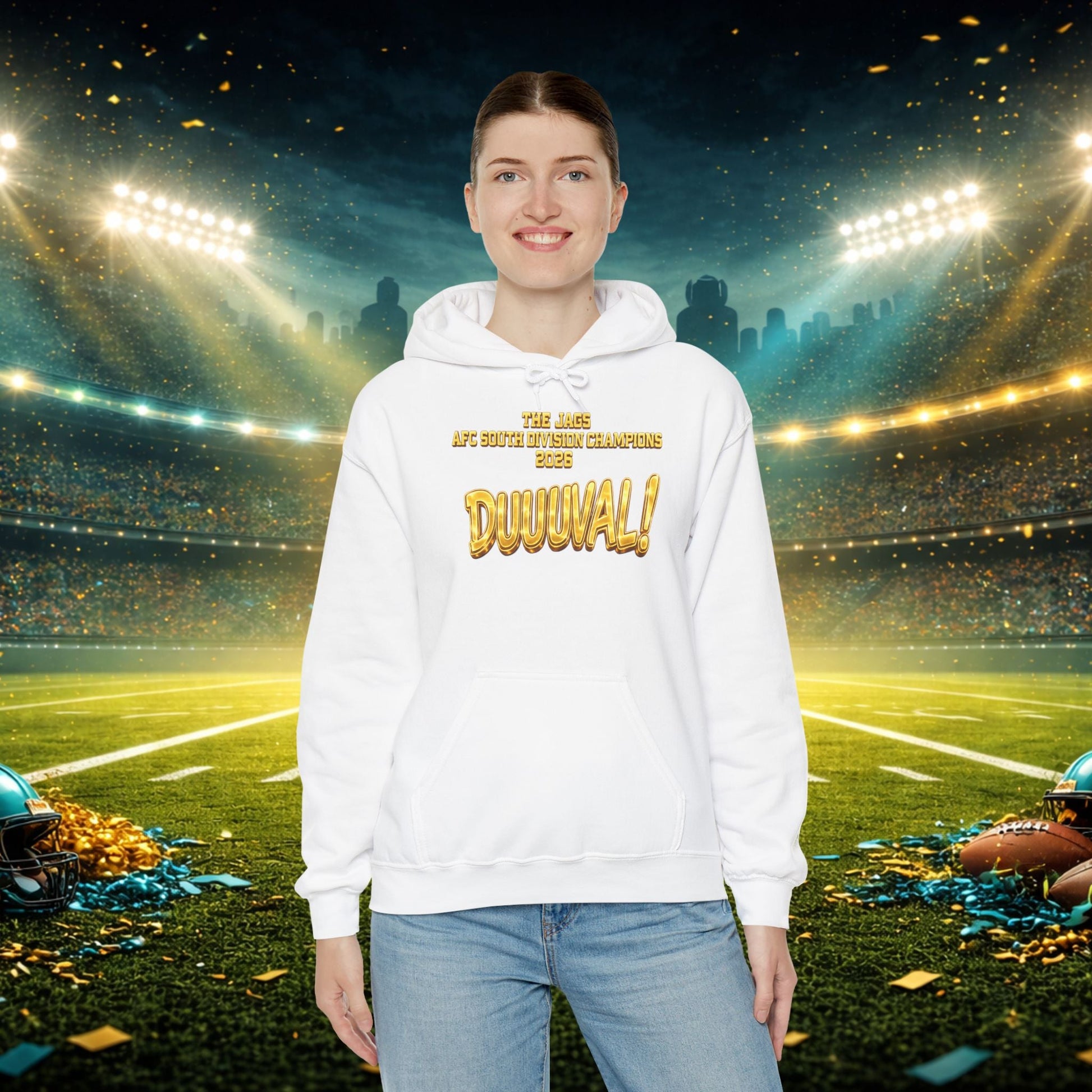 DUUUVAL Football Hoodie – "Locked In, Hunt Every Down" Team Pride Sweatshirt Printify
