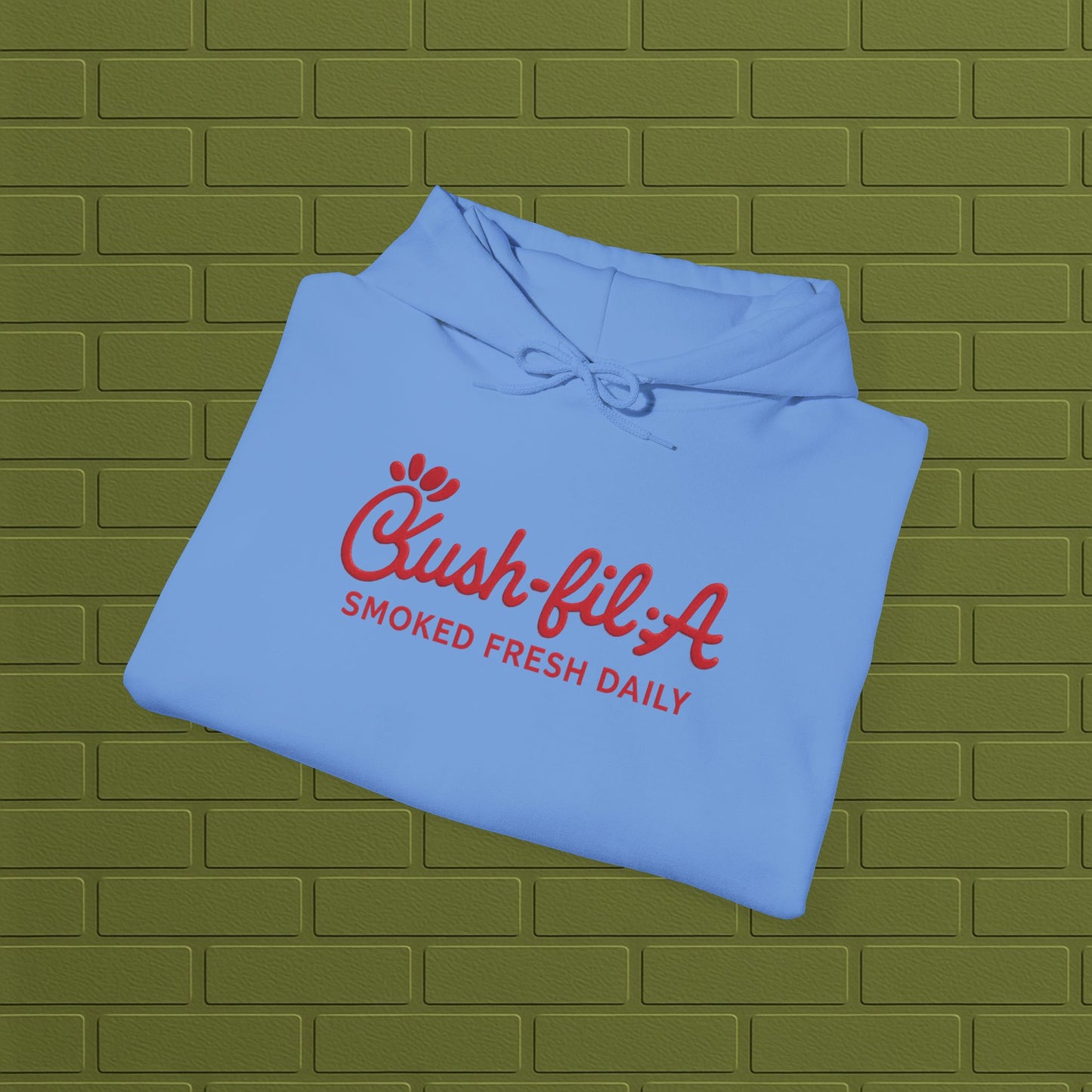 Cush-fil-A Chill Vibes Hoodie | Funny Cannabis Sweatshirt | Cozy Foodie Hoodie | Unisex Stoner Apparel | Gift for Weed Lovers