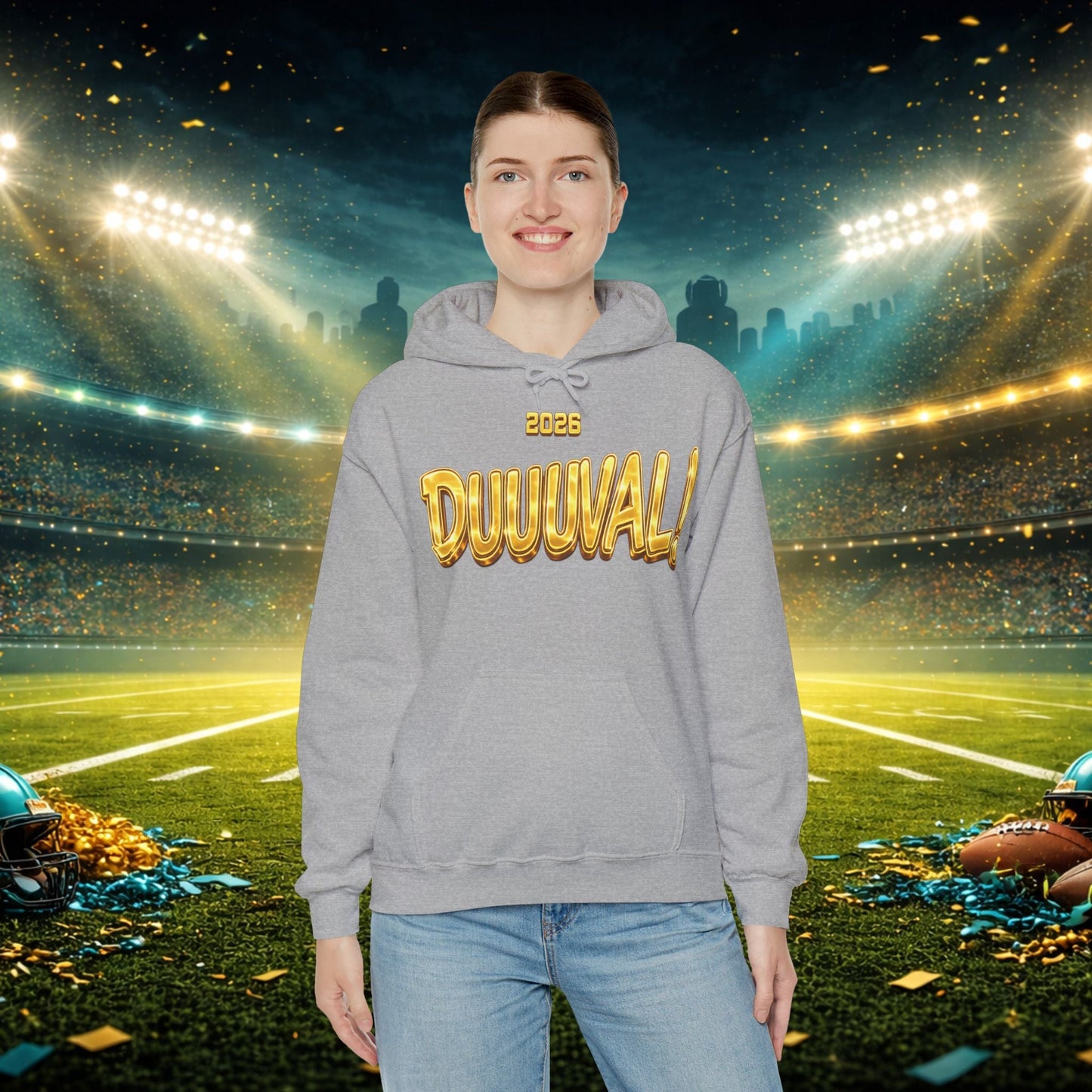 DUUUVAL Football Hoodie – "Locked In, Hunt Every Down" Team Pride Sweatshirt Printify