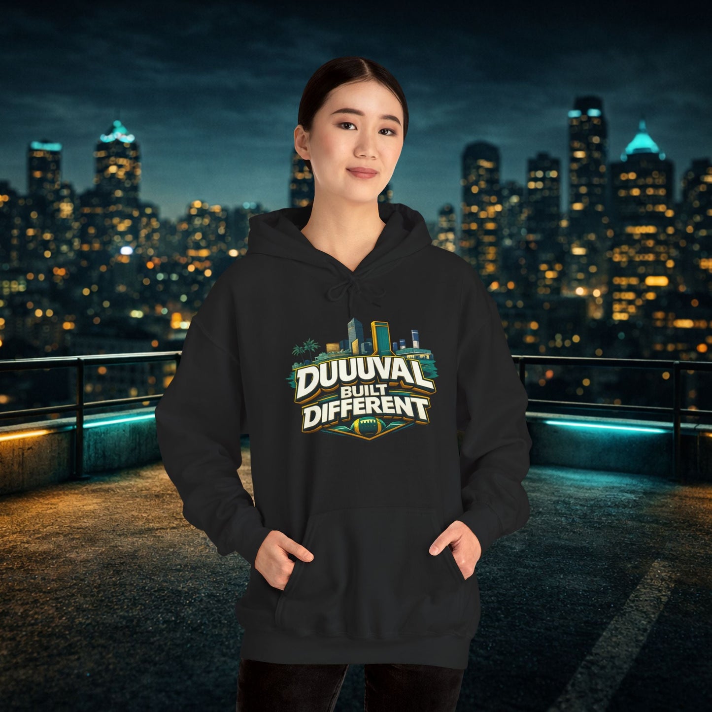 Duuuval Built Different / Defend The Bank Hoodie — Jacksonville Pride Graphic Hoodie Printify