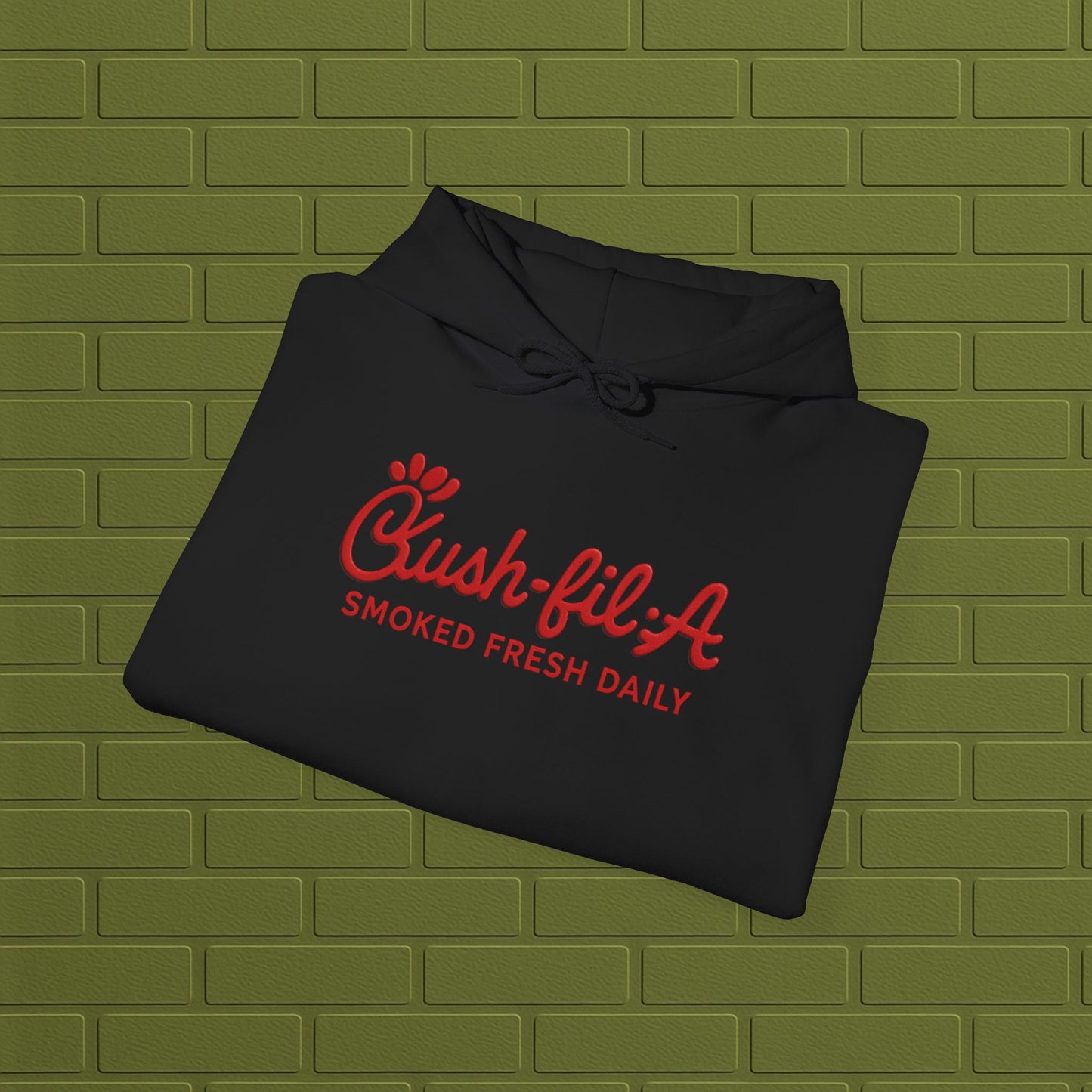 Cush-fil-A Chill Vibes Hoodie | Funny Cannabis Sweatshirt | Cozy Foodie Hoodie | Unisex Stoner Apparel | Gift for Weed Lovers
