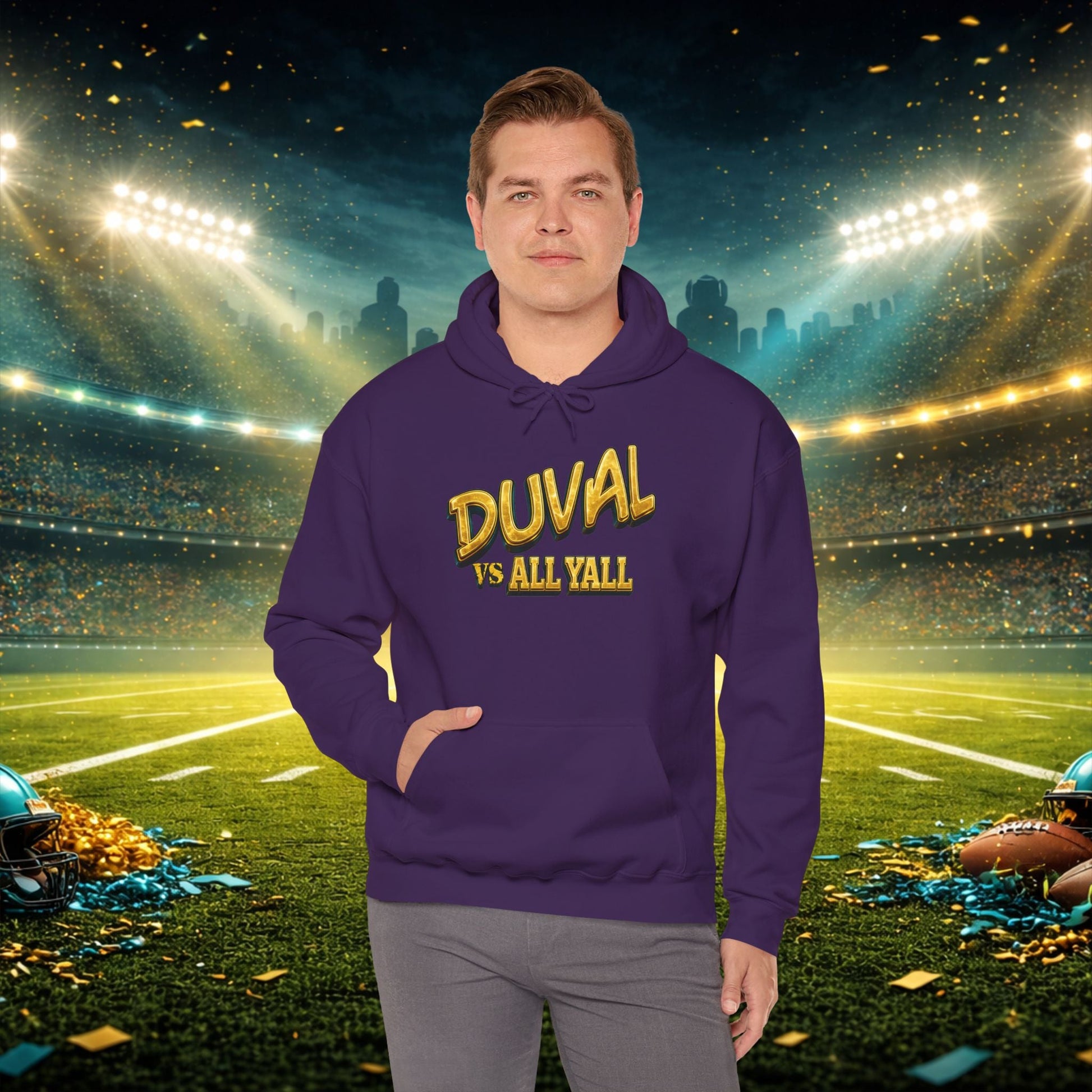 Duval vs All Y’all Hoodie — "Playoff Mode: Locked In" Football Fan Sweatshirt Printify