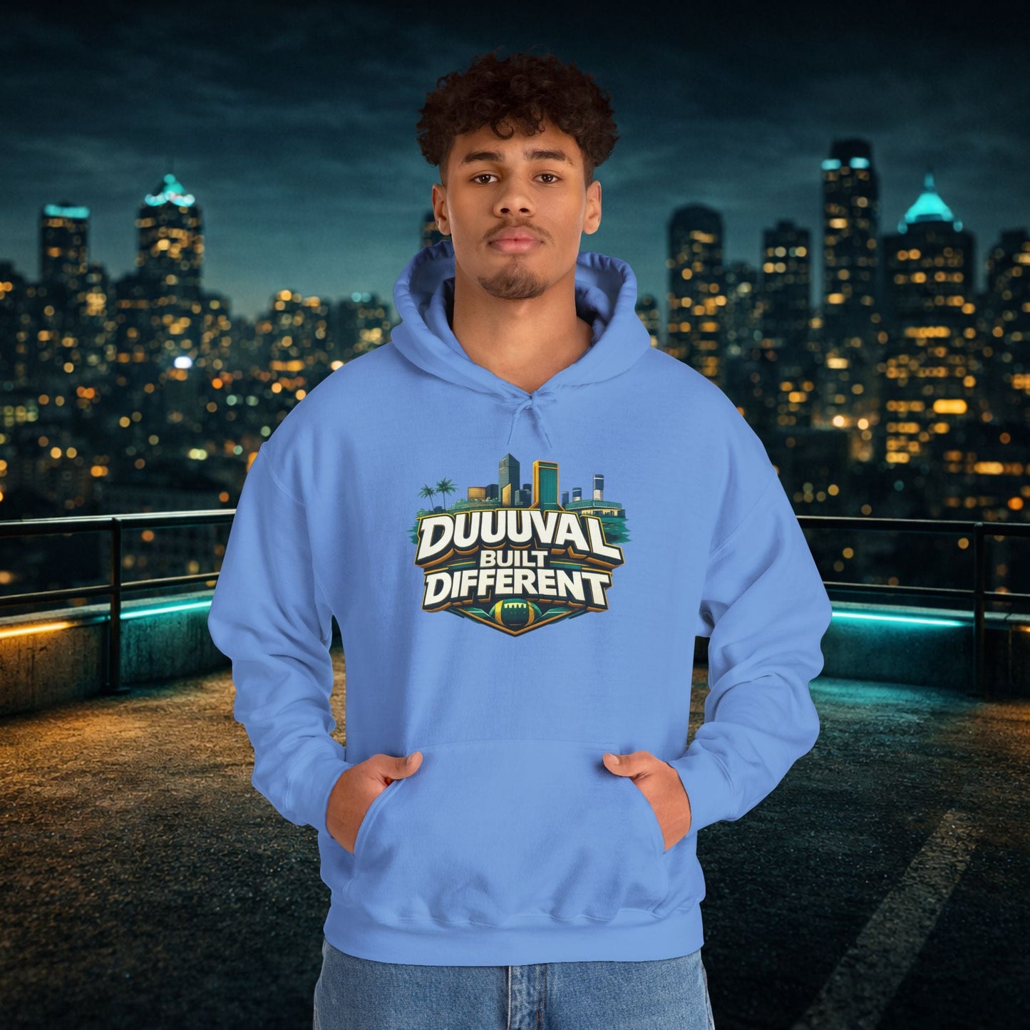 Duuuval Built Different / Defend The Bank Hoodie — Jacksonville Pride Graphic Hoodie Printify