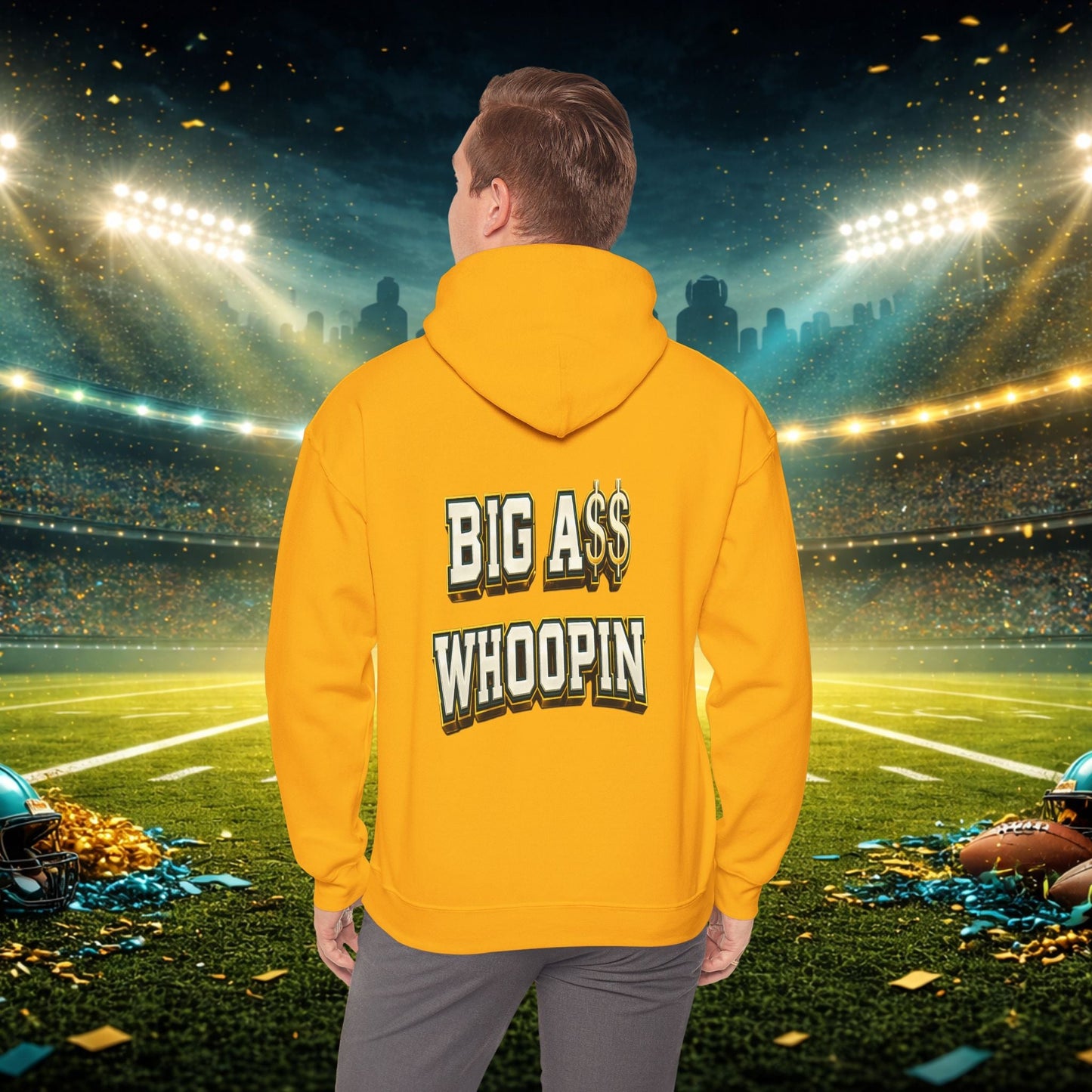 Big A Whoopin Hoodie — "Just a Small Market Team" Football Fan Sweatshirt Printify