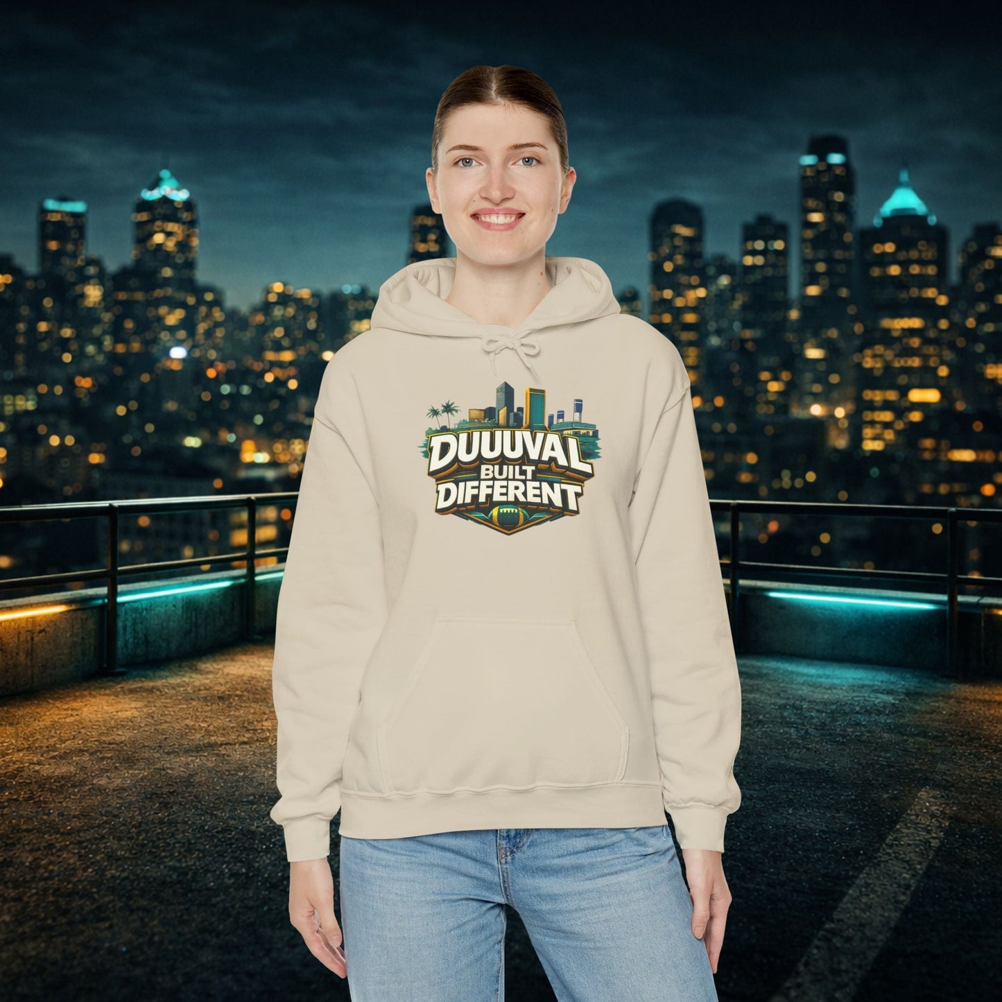 Duuuval Built Different / Defend The Bank Hoodie — Jacksonville Pride Graphic Hoodie Printify