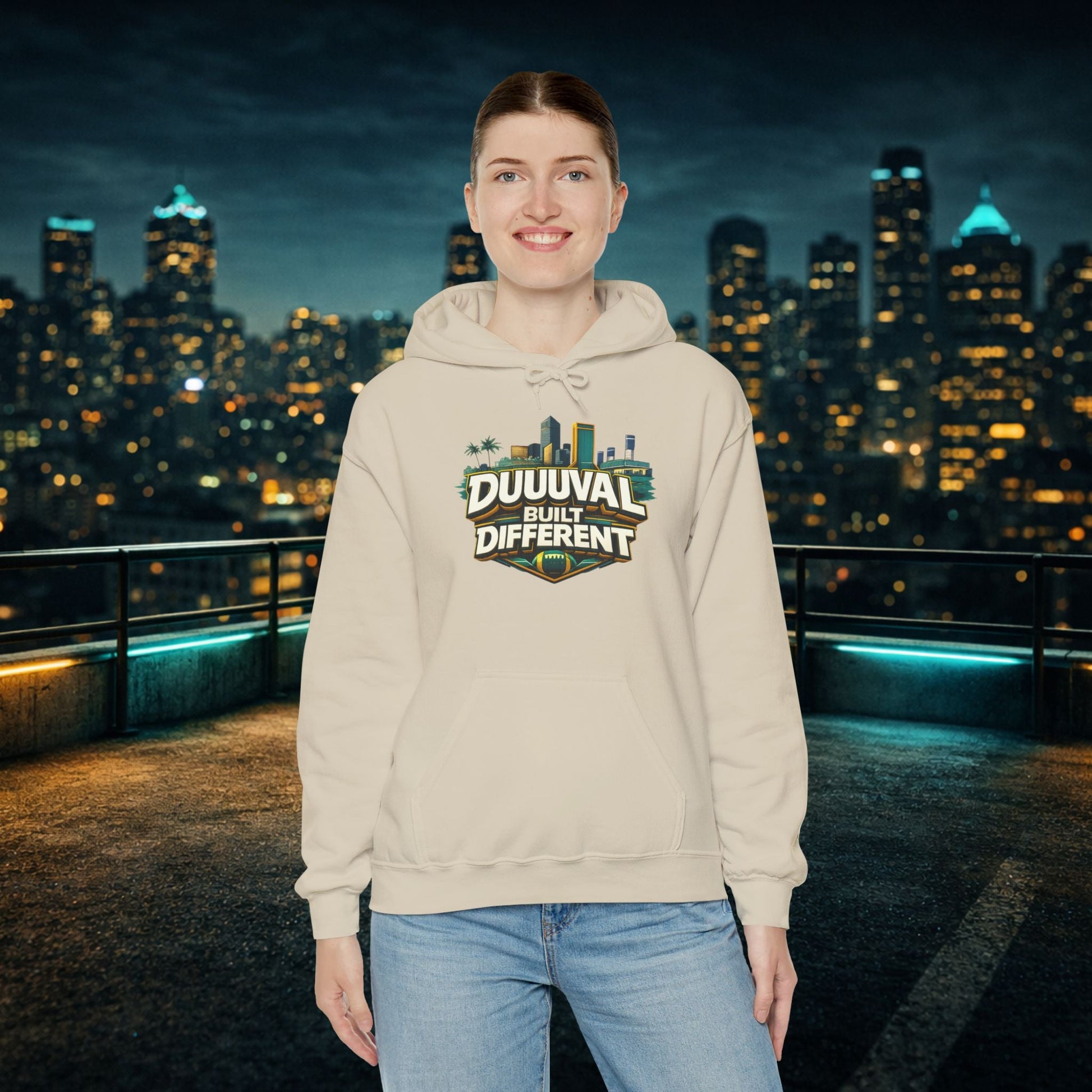 Duuuval Built Different / Defend The Bank Hoodie — Jacksonville Pride Graphic Hoodie Printify