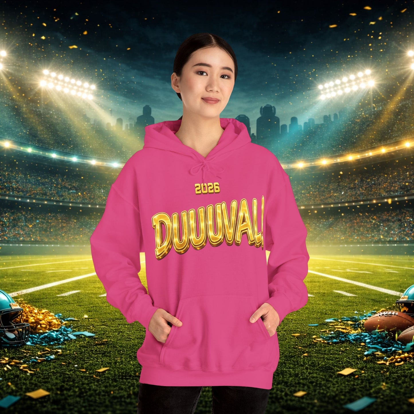 DUUUVAL Football Hoodie – "Locked In, Hunt Every Down" Team Pride Sweatshirt Printify
