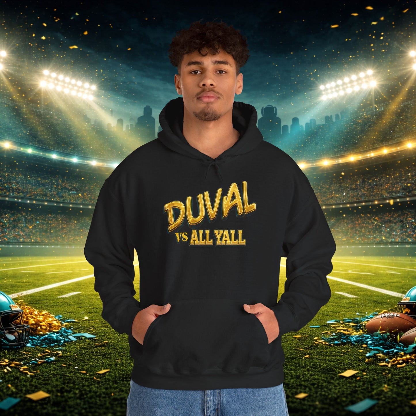 Duval vs All Y’all Hoodie — "Playoff Mode: Locked In" Football Fan Sweatshirt Printify