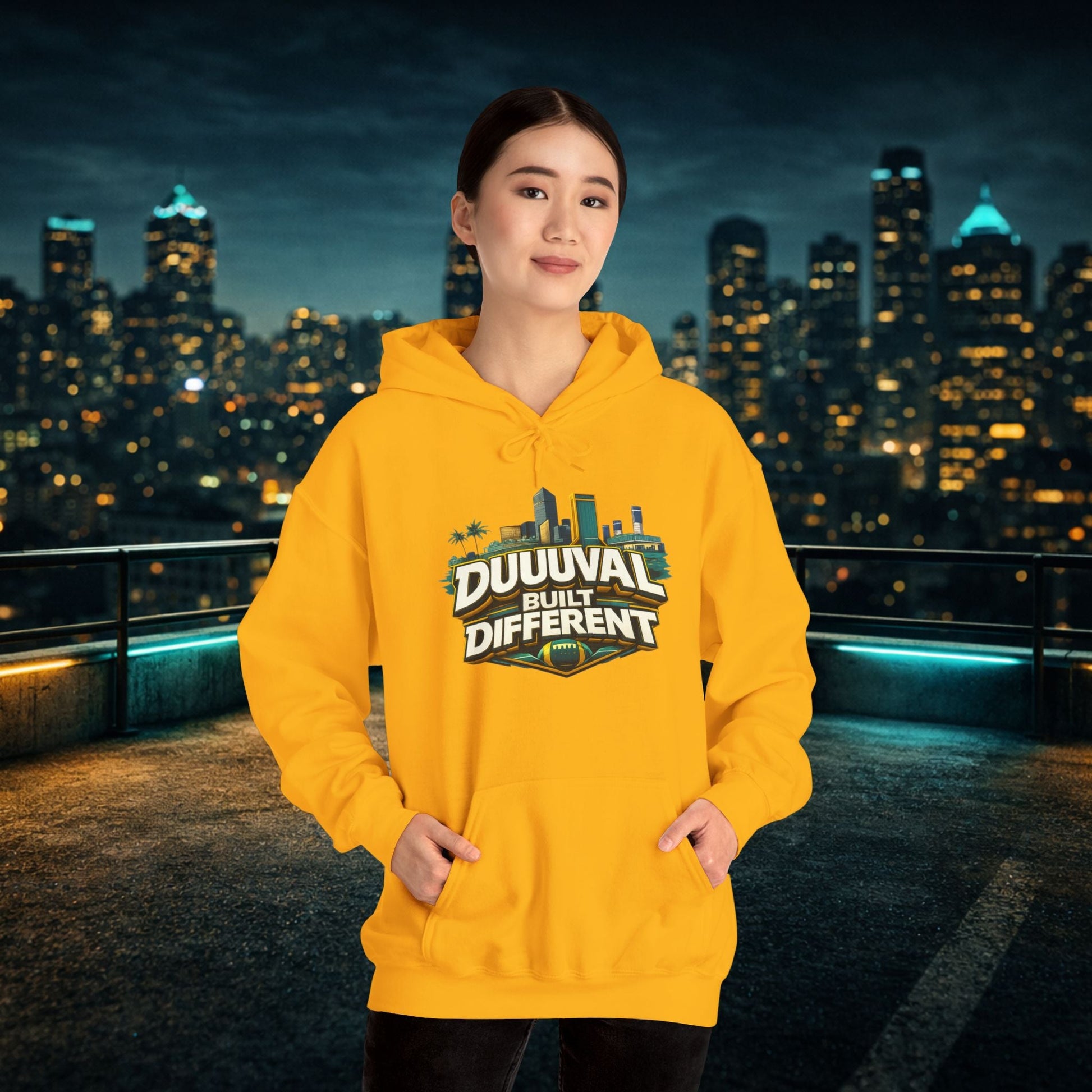 Duuuval Built Different / Defend The Bank Hoodie — Jacksonville Pride Graphic Hoodie Printify